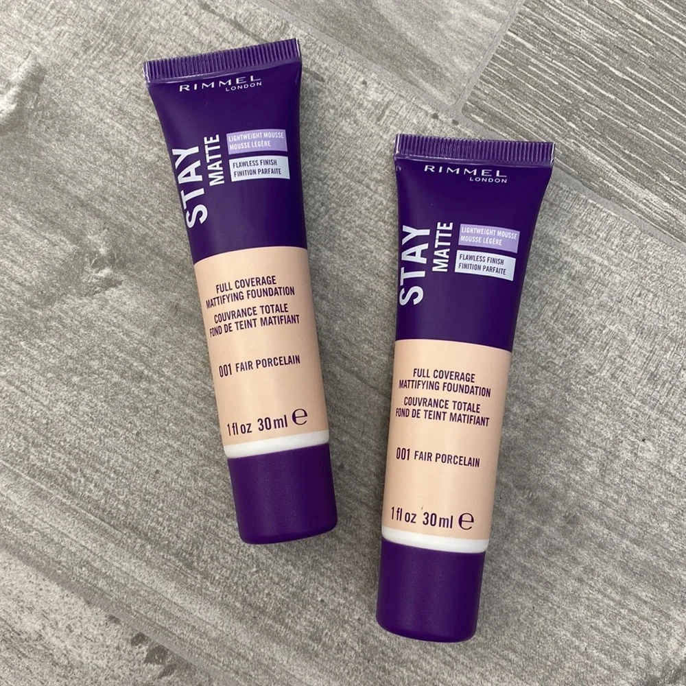 Set of 2 Rimmel London Stay Matte Mousse Full Coverage Foundation Porcelain